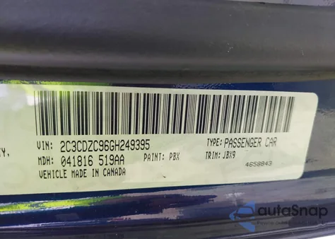 2016 Dodge Challenger Srt Hellcat из США, поврежденный, VIN 2C3CDZC96GH249395